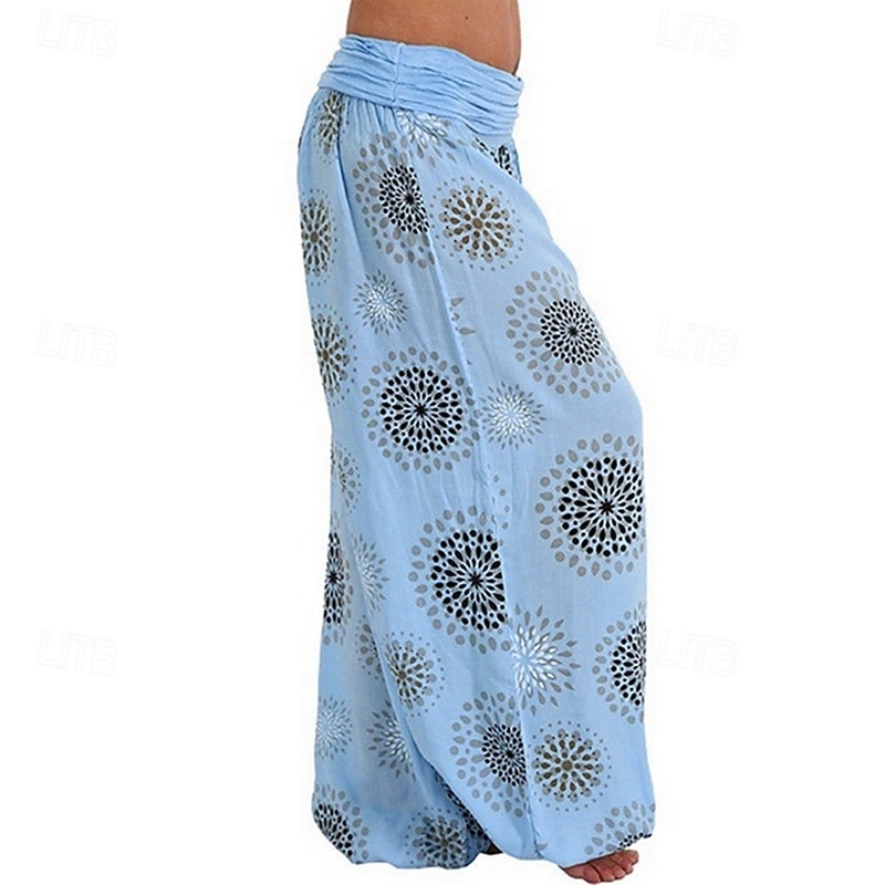 Dam Byxor Harem byxor Palazzo byxor Mode Boho Fullängd Medium Midja Mönster Elastisk midja Bekväm Microelastisk Gata Dagliga kläder Utekväll Svart Gul Armégrön Marinblå Sommar Vår Normal 2025 - $19.99 –P11