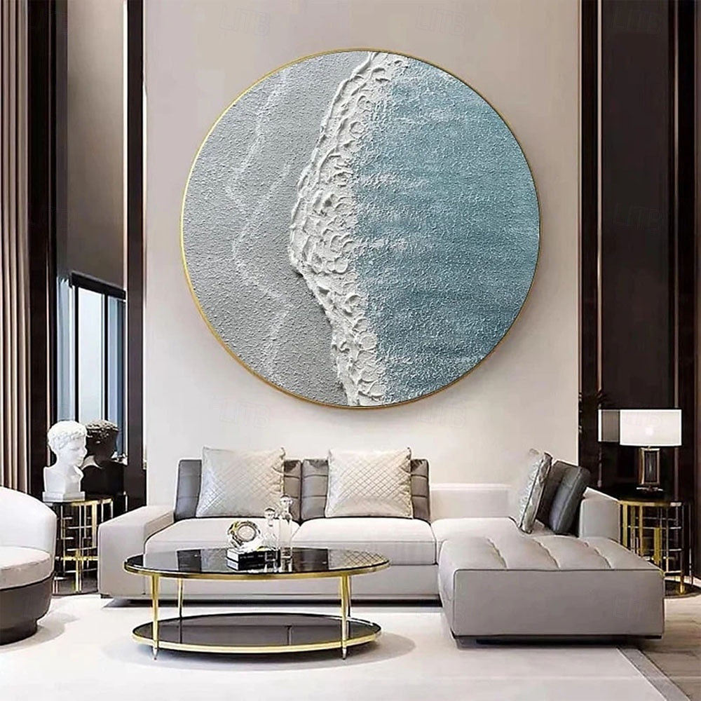 100 % handgemaltes abstraktes Meereswellen-Ölgemälde auf Leinwand, moderne Texturkunst, Meereslandschaft, Wandbild, Heimdekoration 2025 - $209.29 –P1