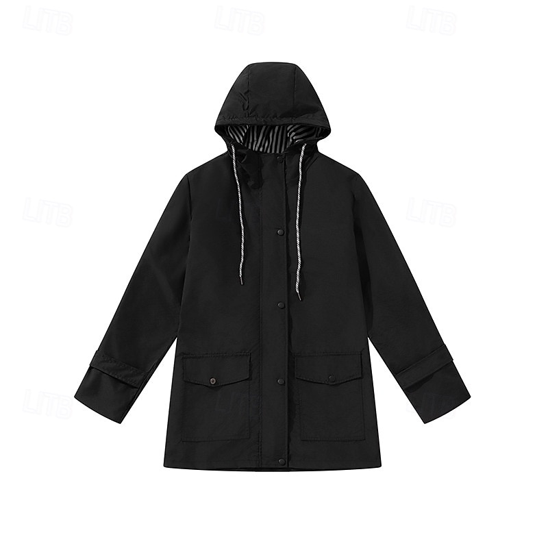 Femmes Veste à Capuche Vestes de pluie imperméables Manteaux de pluie Imperméable Chaud Fermeture éclair Avec Poches Mode Occasionnel Uni Tenue quotidienne Week-end Fermeture éclair Long À capuche de 2025 ? $41.99 –P5