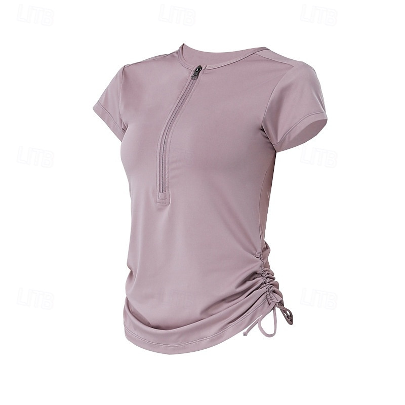 Dam Solid färg Träningströja Träningstoppar Elastisk Svettavvisande Andningsfunktion Tennis Pickleball Yoga Rund hals Överdelar Vit Rosa Blå Tenniskläder 2026 - $16.49 –P6