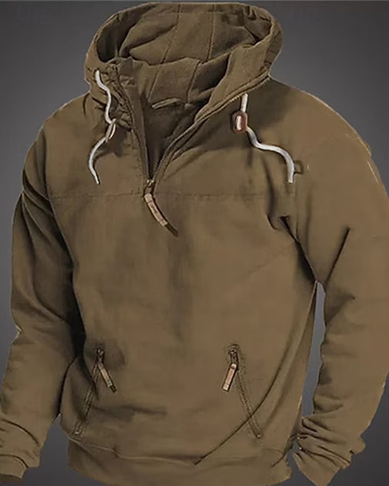 Homens Moletom Quarter Zipper Hoodie Preto Verde Tropa Azul Marinha Camelo Com Capuz Tecido Zíper Bolsos Desportos e Ar livre Diário Feriado Poliéster Roupa de rua Básico Casual Primavera Outono Roupa de 2026 por $28.99 –P5