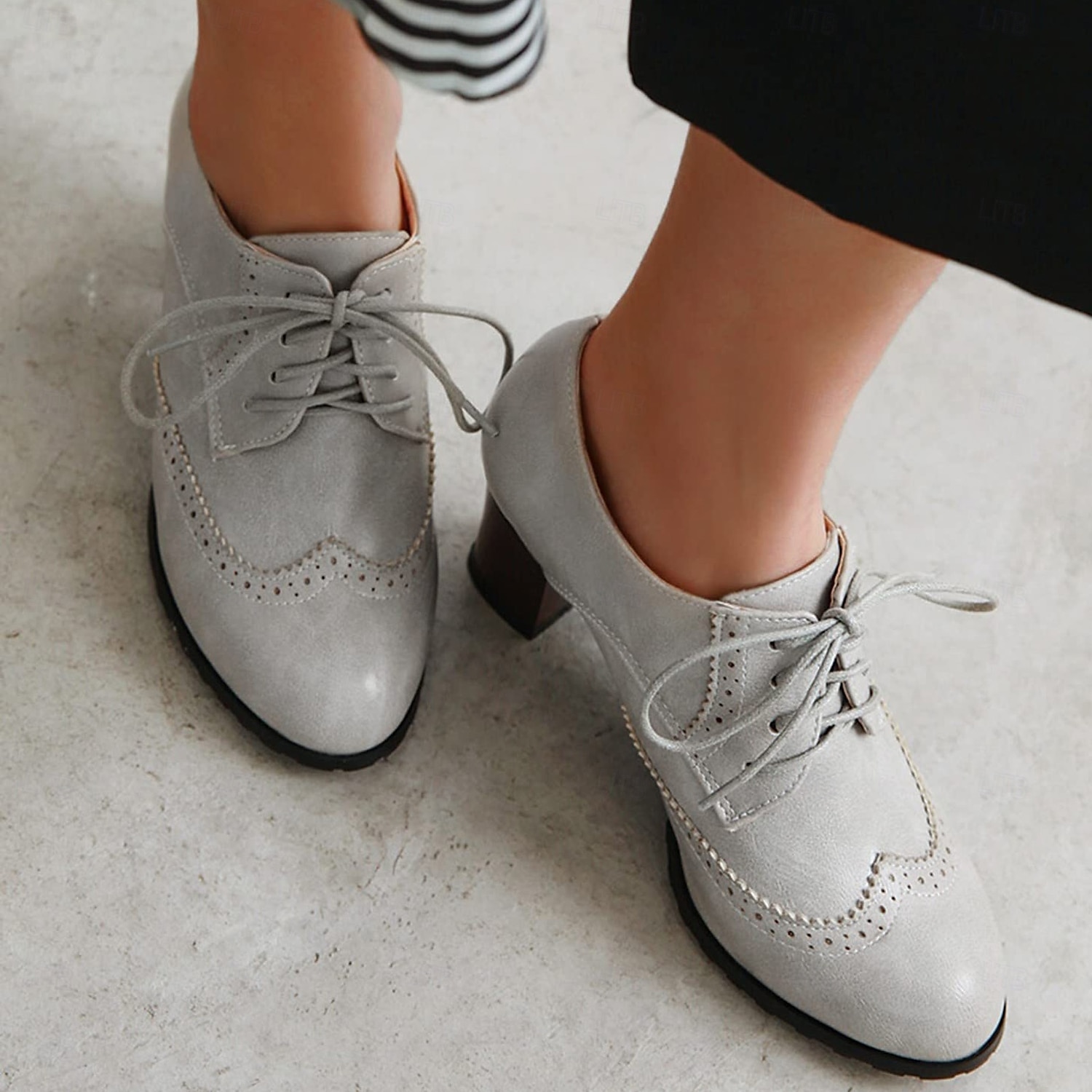 damskie zielone półbuty typu brogs oxford - skórzane buty vintage ze sznurowadłami na grubym obcasie do biura i na co dzień 2025 - $46.99 –P6