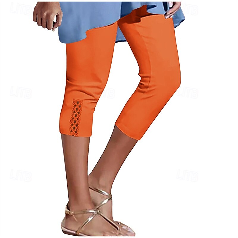 Mulheres Calças Capri Leggings Moda Casual Comprimento da panturrilha Cintura Média Tecido Cintura elástica Confortável Respirabilidade Com Stretch Férias Rua Roupa Diária Amarelo Claro Vinho de 2025 por $15.99 –P18