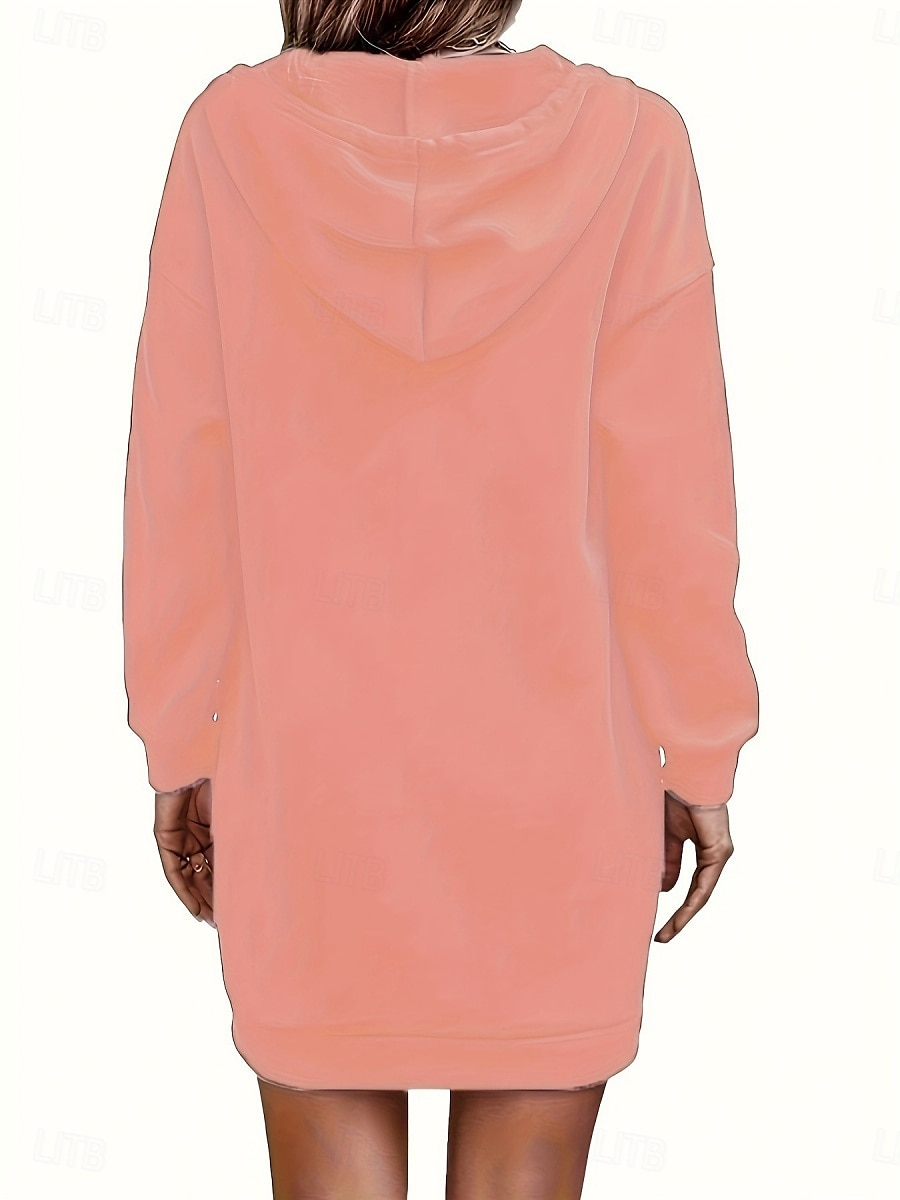 Damen Minikleid Shiftkleid Lässig Täglich Lässiger Schnitt Grafik Langarm Mit Kapuze Schwarz Weiß Rosa Wein Frühling Herbst Winter 2025 - $14.99 –P8