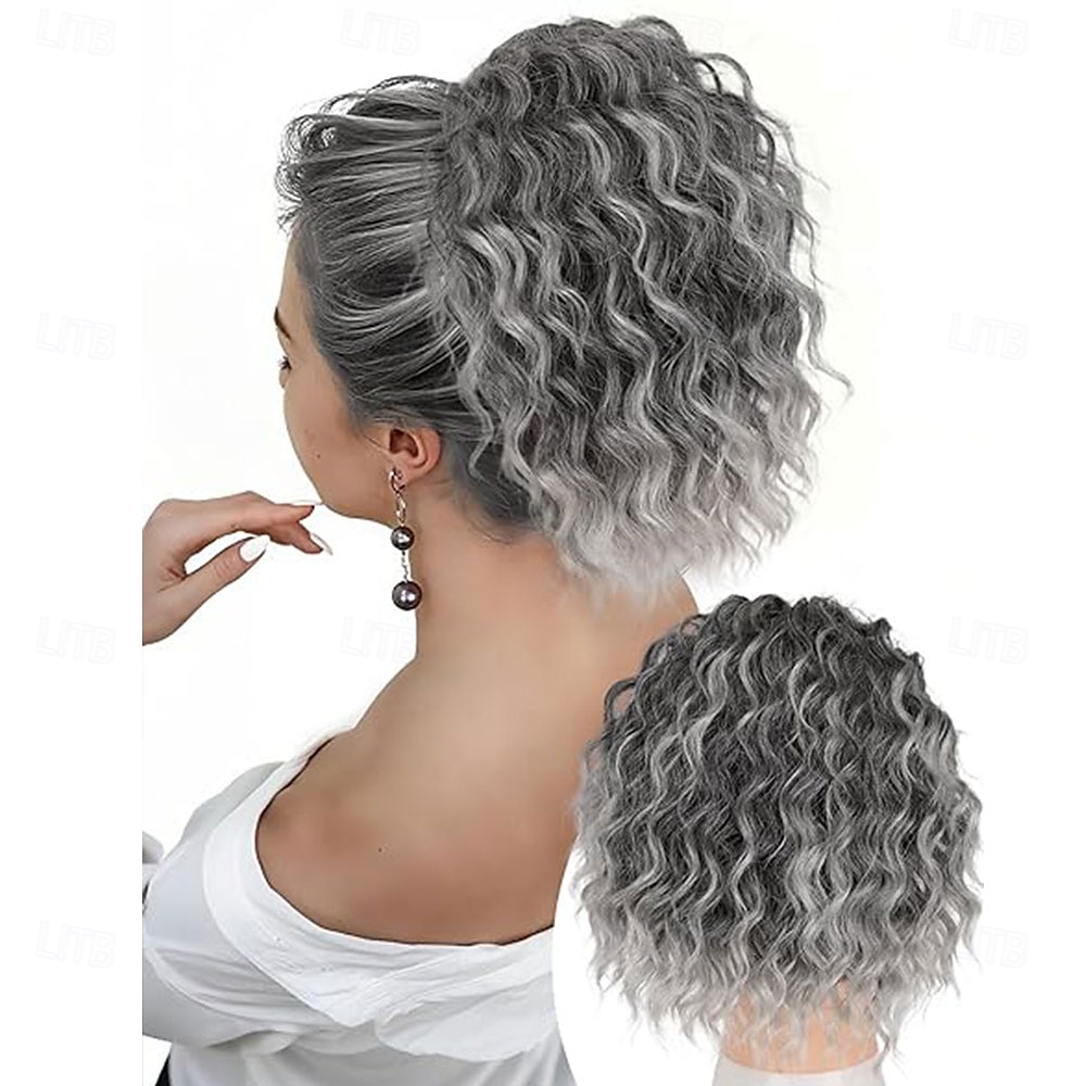Extension de queue de cheval 8 pouces courte ondulée bouclée queue de cheval cordon queue de cheval pour femmes noires queues de cheval noir de jais extensions de cheveux postiche synthétique pour un de 2025 ? $19.49 –P3