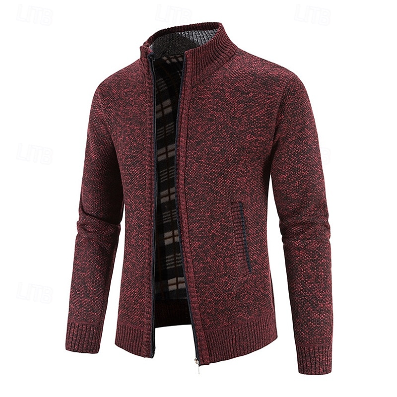 Herren Pullover Strickjacke Gerippt Stricken Normale Oberteile Gestrickt Einfach Stehkragen Aufwärmen Moderne zeitgenössische Lässig Alltagskleidung Bekleidung Frühling & Herbst Weinrot Schwarz M L XL 2025 - $25.99 –P4