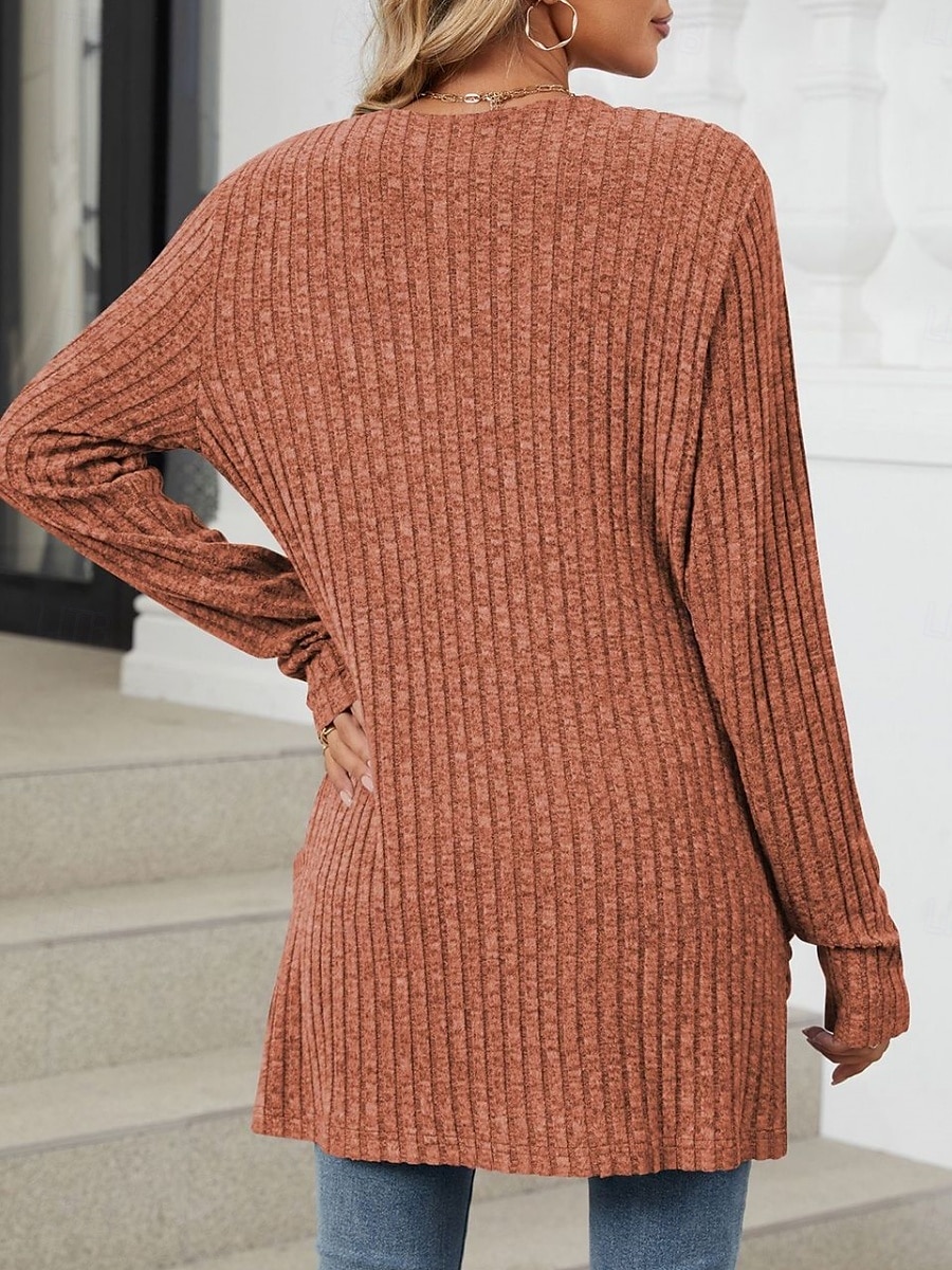 Femmes Pull Cardigan Élégant Mode Streetwear Couleur Unie Ouvert devant Avec Poches Tricoté manche longue Hauts Réguliers Tricoter Extérieur Quotidien Week-end Rose Claire Bleu Automne Hiver de 2025 ? $23.99 –P9