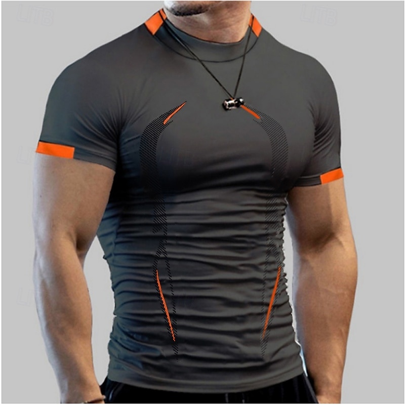 Men's Compression Shirt Running Shirt Short Sleeve Tee Tshirt Athletic Athleisure Summer Breathable Moisture Wicking Soft Fitness Running Walking Sportswear Activewear Solid Colored Dark Grey Black 2025 - $12.99 –P16