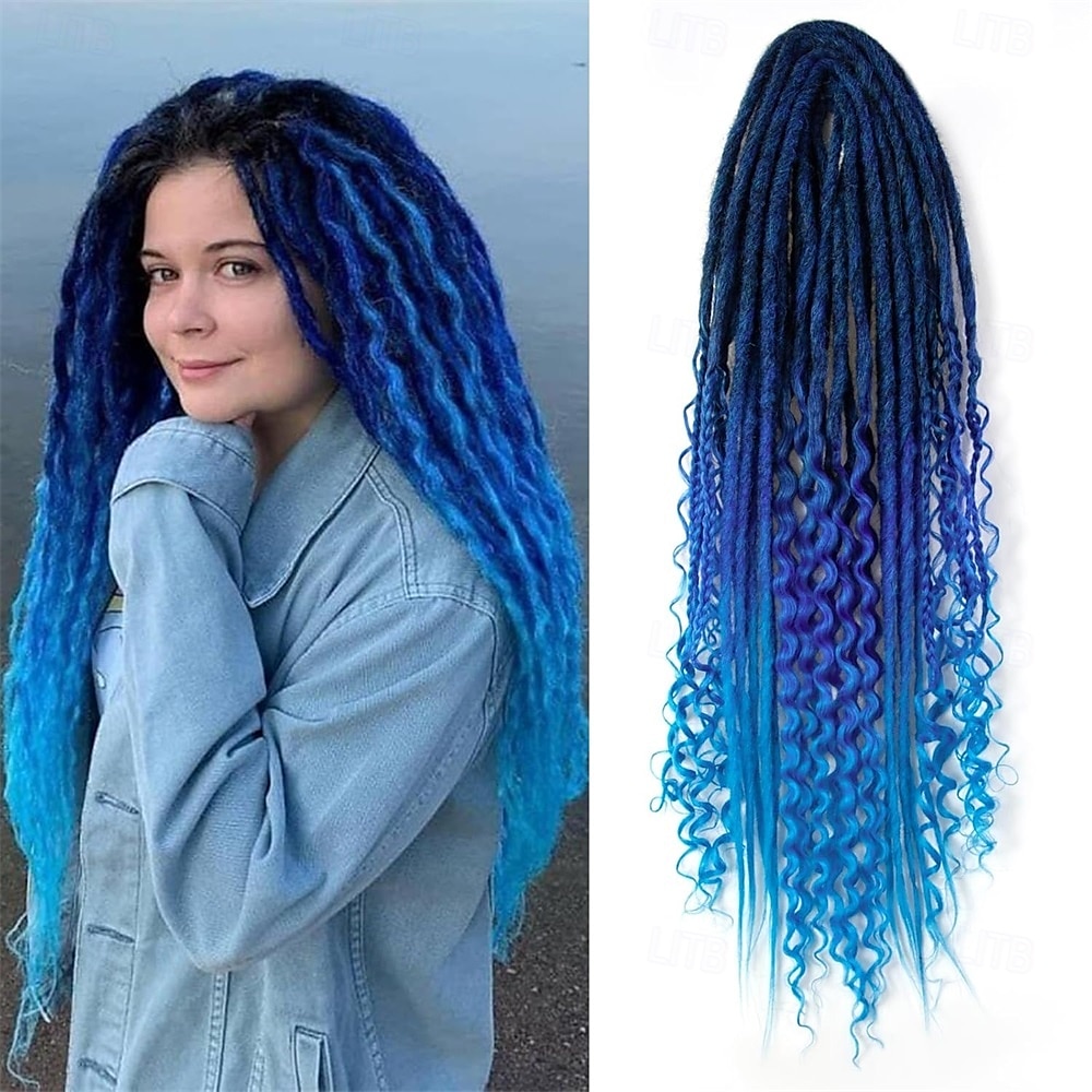Extensions de dreadlocks synthétiques 3 en 1 de 24 pouces, extensions de dreadlocks mixtes de style hippie, 15 brins tressés à la main, extensions de dreadlocks souples à double extrémité, bouclées, de 2025 ? $36.99 –P3