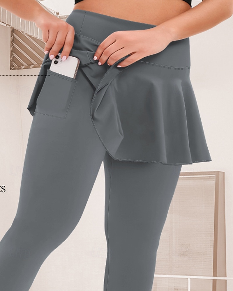 Mujer mallas de pilates pantalones deportivos Mallas Leggings de Yoga Bolsillo Ligero Pilates Gimnasio Corriendo Pantalones Color sólido Gris oscuro Negro Borgoña Talla Grande Deportes Ropa de Deporte 2025 - $22.99 –P14