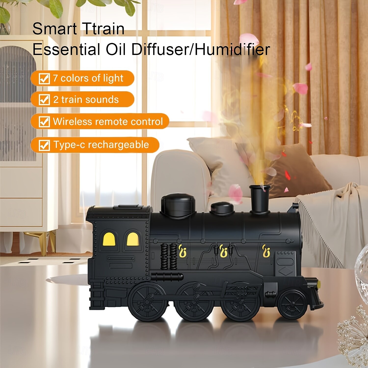 Diffusore di oli essenziali da 300 ml a forma di treno a vapore retrò &umidificatore con telecomando a doppia modalità di nebulizzazione, perfetto per la camera da letto &arredamento per ufficio del 2025 a $109.99 –P6