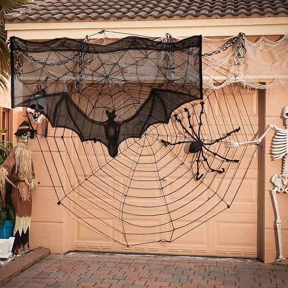 Cenefa de encaje de Halloween para cortina corta, adorno para ventana de cocina, color negro, decoración espeluznante, tela semitransparente para cortina, bolsillo para varilla de poliéster 2025 - $4.99 –P7