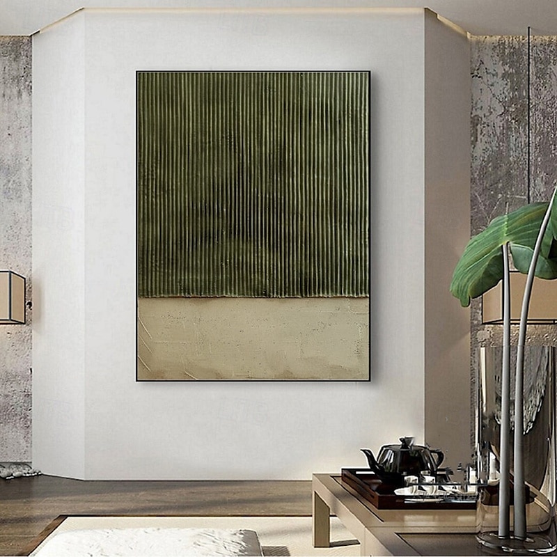 Handmade Oil Painting Canvas Wall Art Decoration Wabi-Sabi Style Retro Green Texture Abstract for Home Decor Stretched Frame Hanging Painting/Rolled Frameless Unstretched Painting 2025 - $83.99 –P6