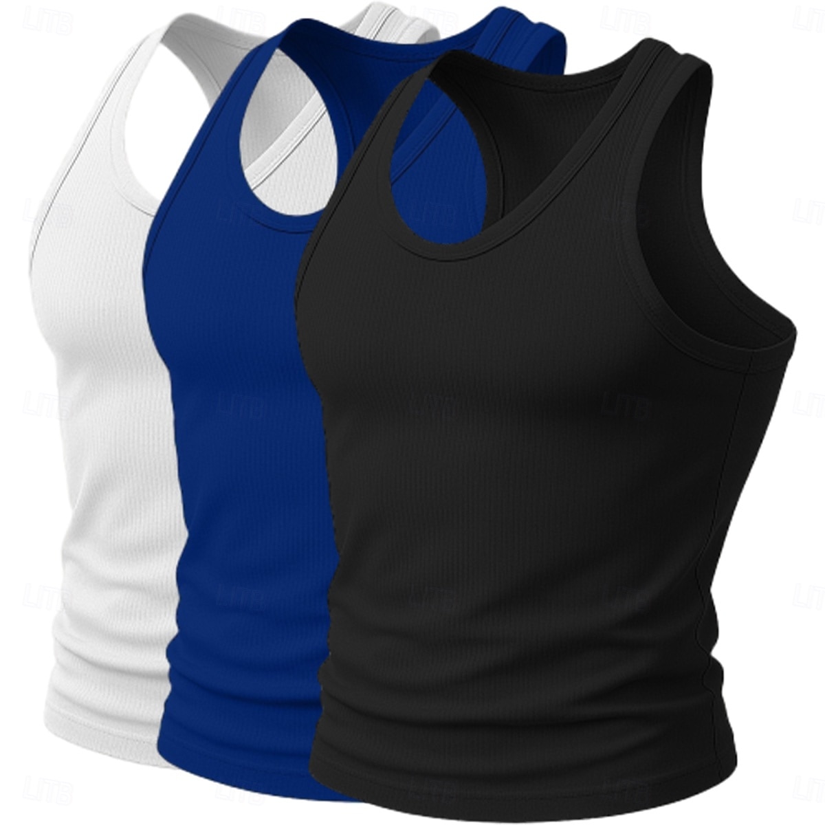 Homens Malha Íntima Camiseta Interior camisa sem manga camisa muscular Sem Manga Decote em U Profundo Scoop pescoço Decote em U Verão Côr Sólida Pit Strip Moda Designer Esportivo 3 Peças Estriado Puro de 2026 por $31.99 –P3