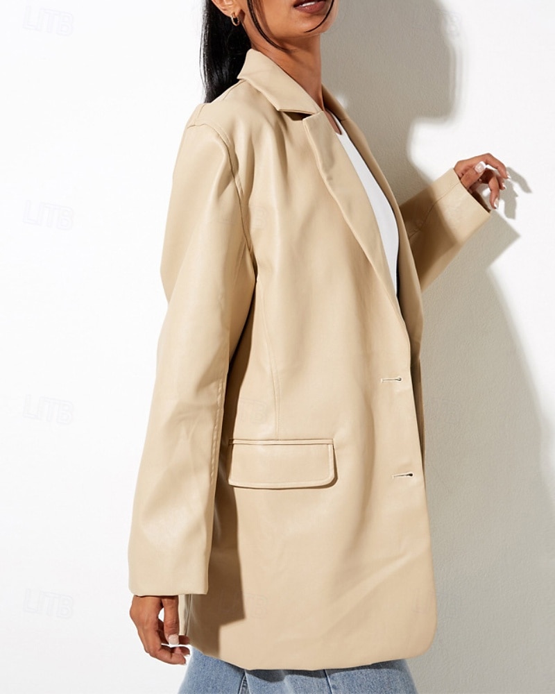 Damen Blazer Warm Bequem Tasche Knöpfe Mode Modern Einfach Ausgehen Wochenende Einreihig Regulär Umlegekragen Normale Passform Langarm Oberbekleidung Schwarz Rote Braun Herbst Winter 2025 - $32.99 –P13