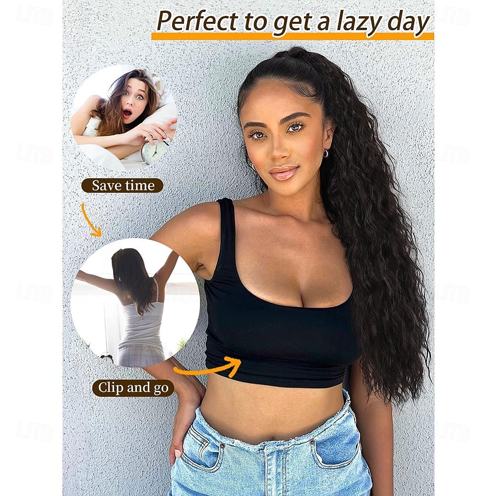 Ponytail Extension Claw 30 Curly Pony Tail Clip in Hair Extensions Fluffy Natural Looking Synthetic Hairpiece for Women Black 2026 - $19.49 –P5
