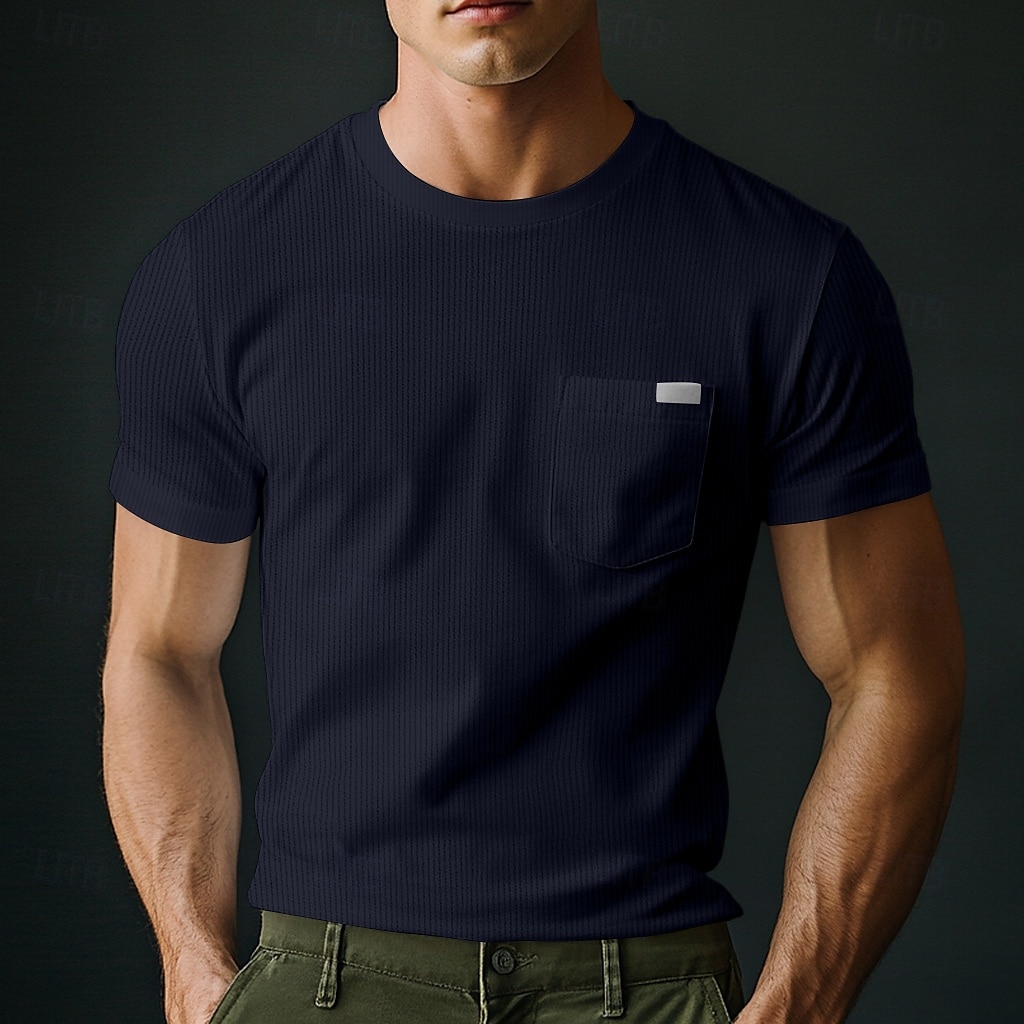 Men's T Shirt Short Sleeve Crew Neck V Neck Summer All Seasons Plain Textured Fashion Simple Classic Plain Street Casual Sports White Brown Red Top Tee for Men 2025 - $20.99 –P4