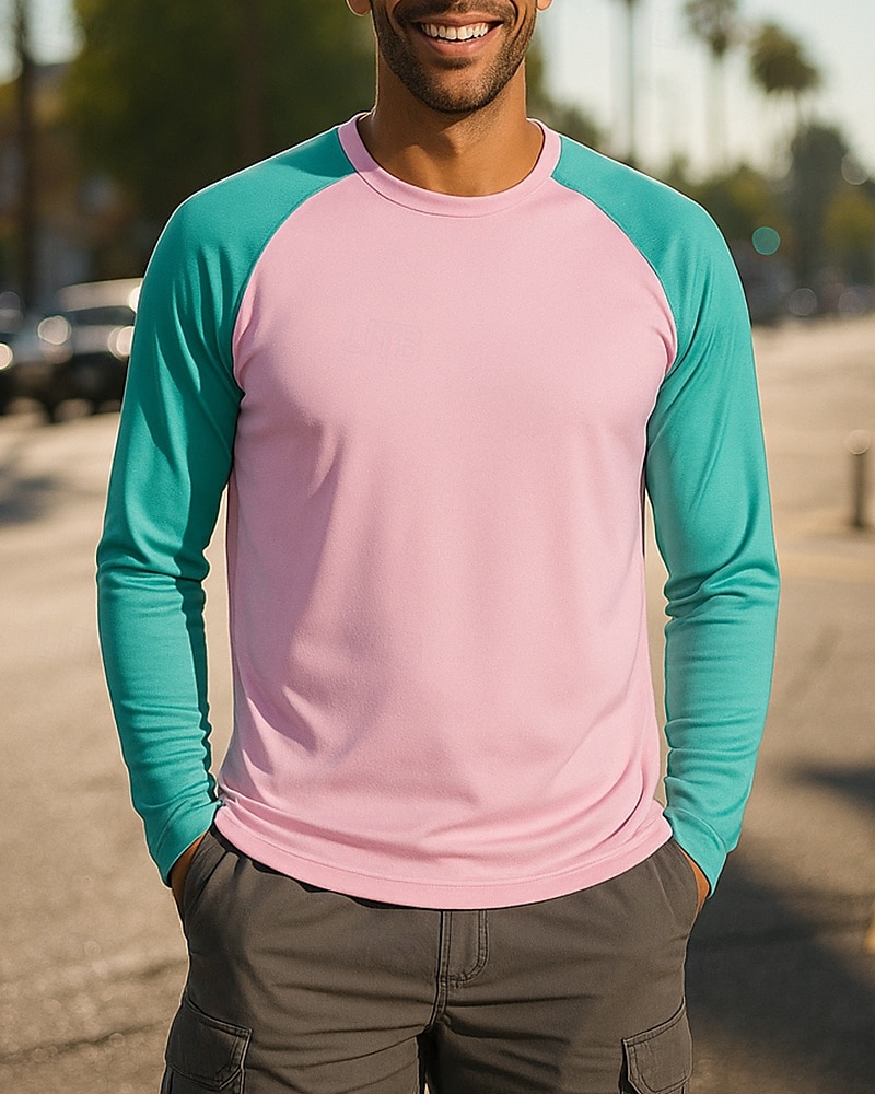 Herr Löpartopp T-shirt för jogging Långärmad T-shirt Snabb tork Lättvikt Andningsfunktion Tennis Golf Löpning Sportkläder Sportkläder Färgblock Vit Rosa Purpur 2025 - $19.49 –P6