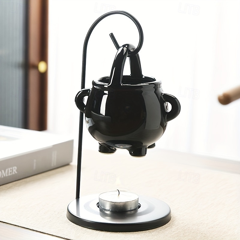 1 ensemble de brûleur à huile de chaudron païen suspendu noir - diffuseur d'arômes chauffe-cire avec poignée pour une décoration intérieure enchanteresse, fondants de cire parfumée essentielle de 2025 ? $23.99 –P3