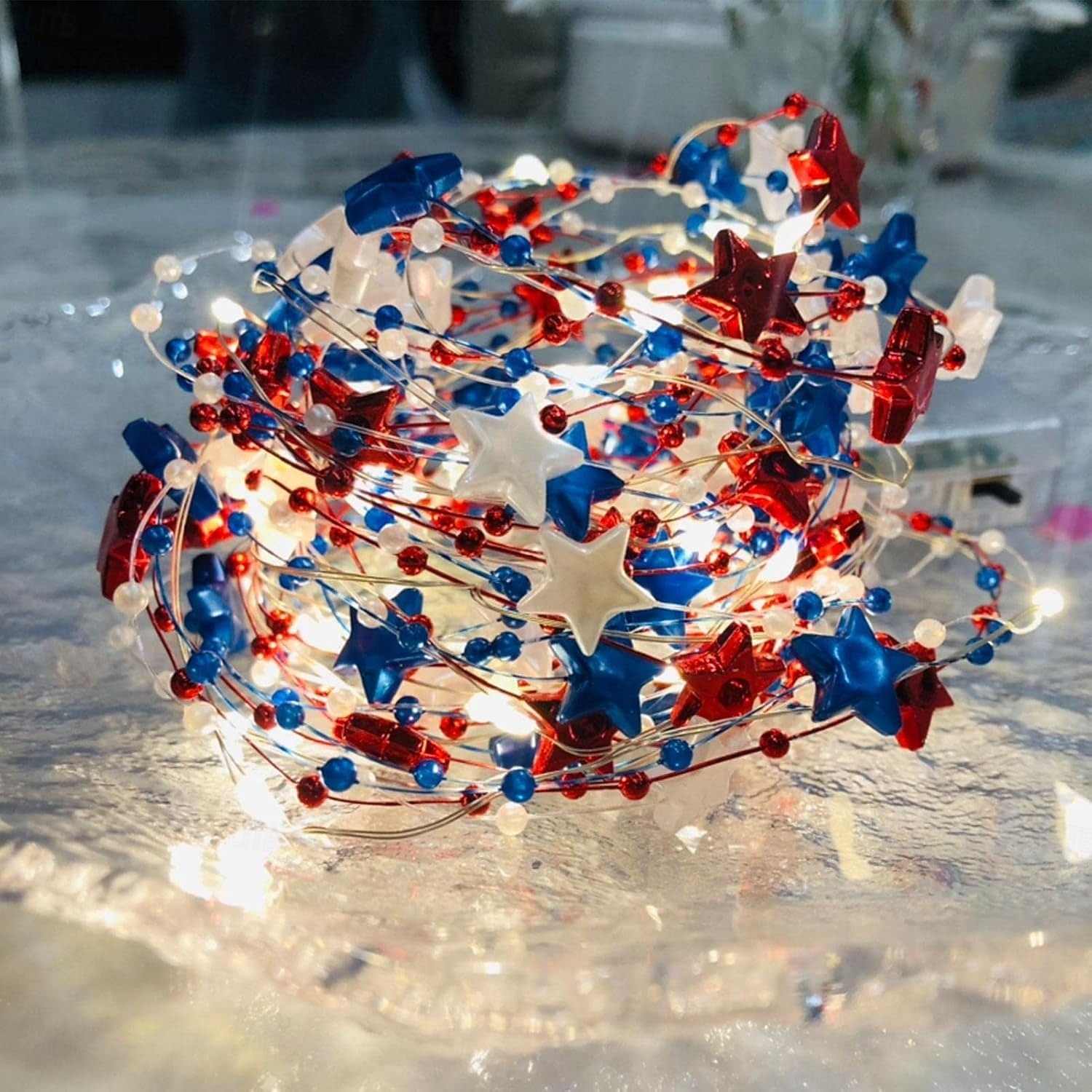 1 Pz Luce Decorativa a Stringa con 30 LED 3M Patriottica per il 4 Luglio Giorno dell'Indipendenza 250° Anniversario Giorno della Memoria Stringa di Luci Decorativa a Stelle Rosse Bianche e Blu Tema del 2026 a $12.99 –P10