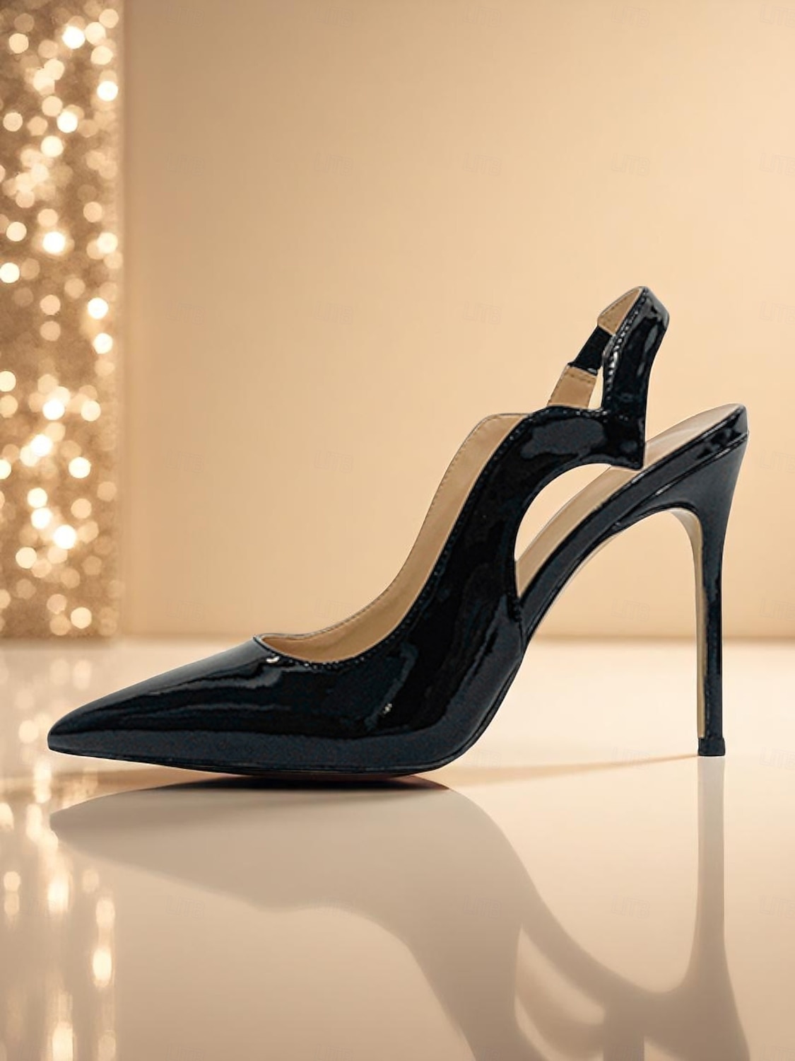Damen-Slingback-Pumps aus schwarzem und rotem Lackleder mit spitzer Zehenpartie und Stilettoabsatz für das Nachtleben, Clubs und Cocktailpartys 2026 - $59.99 –P3