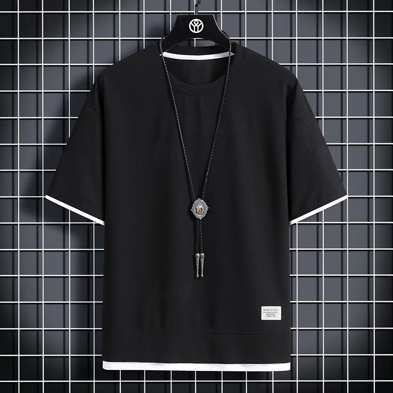Bărbați Tricou Waffle Tricou Manșon scurt Mânecă scurtă Stil Nautic Vară Simplu Modă Designer De Bază fals două piese Casual Vacanță Stradă Alb Top tricou pentru bărbați 2026 - $10.99 –P10