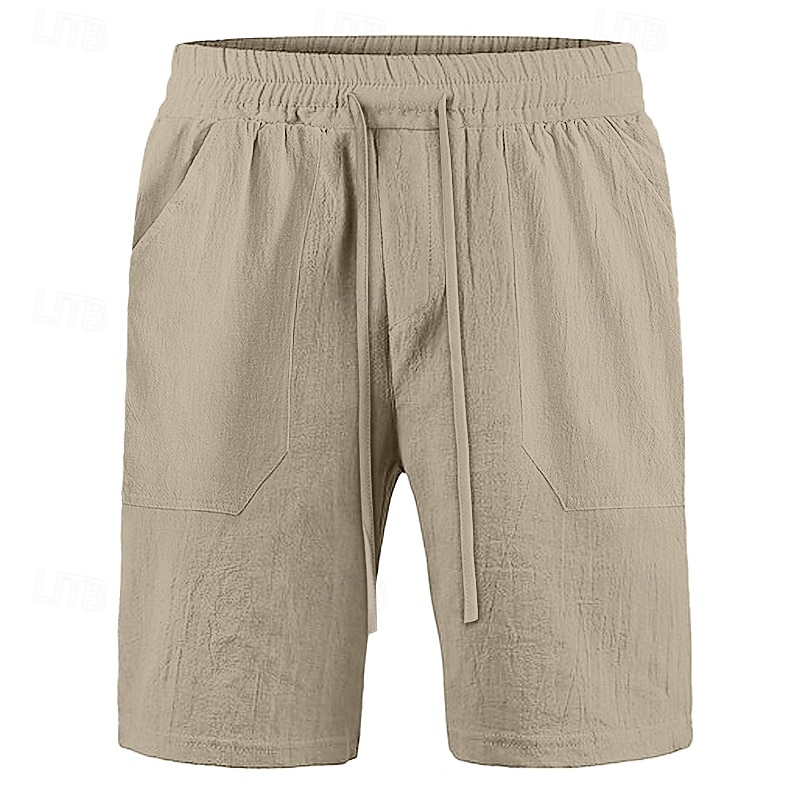 Herren Shorts Leinenshorts Sommershorts Strandshorts Tasche Kordelzug Elastischer Bund Einfach Komfort Atmungsaktiv Knielang Lässig Täglich Ferien Urlaub Klassicher Stil Schwarz Weiß 2025 - $17.99 –P3