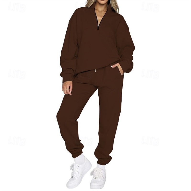 Mujer Tracksuit Pantalones Deportivo Sudadera tipo jersey Correa Bolsillo con cremallera Color sólido Trajes de Yoga Otoño Negro Azul cielo Gimnasio Rutina de ejercicio Deportes Resistente al Viento 2025 - $40.99 –P7