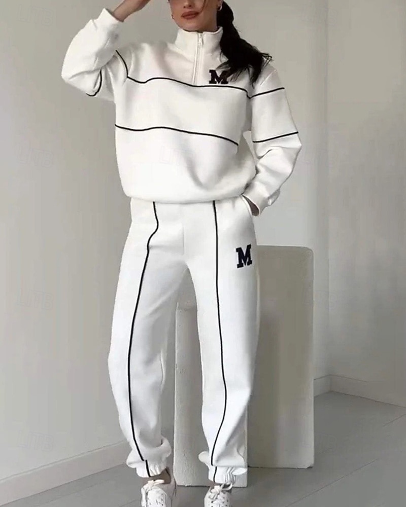 Mujer Tracksuit Pantalones Deportivo Sudadera tipo jersey Bolsillo con cremallera Bloque de color Trajes de Yoga Otoño Negro Blanco Rutina de ejercicio Ropa Deportiva Corriendo Mantiene abrigado 2025 - $42.99 –P1