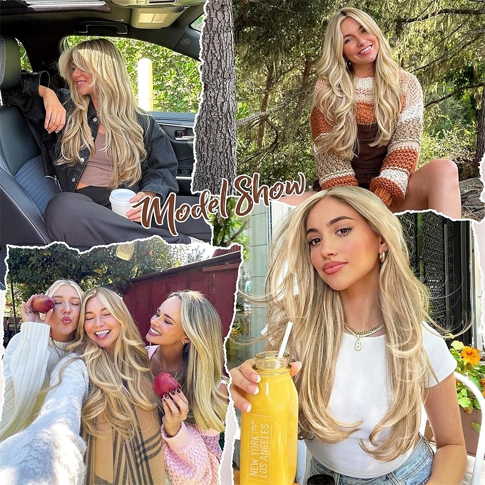 накладные волосы на клипсах - густые длинные прямые многослойные накладные волосы грязно-русый смешанный обесцвеченный блонд 20 дюймов мягкий кружевной тресс 2026 - $28.99 –P7