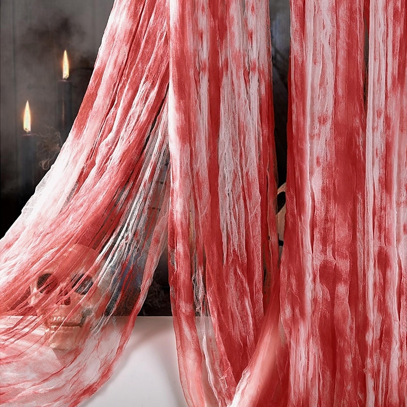 halloweeni hátborzongató kendő 7 x 33 láb (2,15 x 10 m) szakadt gézszövet, vérfoltos akasztódekoráció, kísérteties kísértetház kültéri udvari jelenet kellék, szellemparti hangulatot kölcsönző 2025 - $14.99 –P7