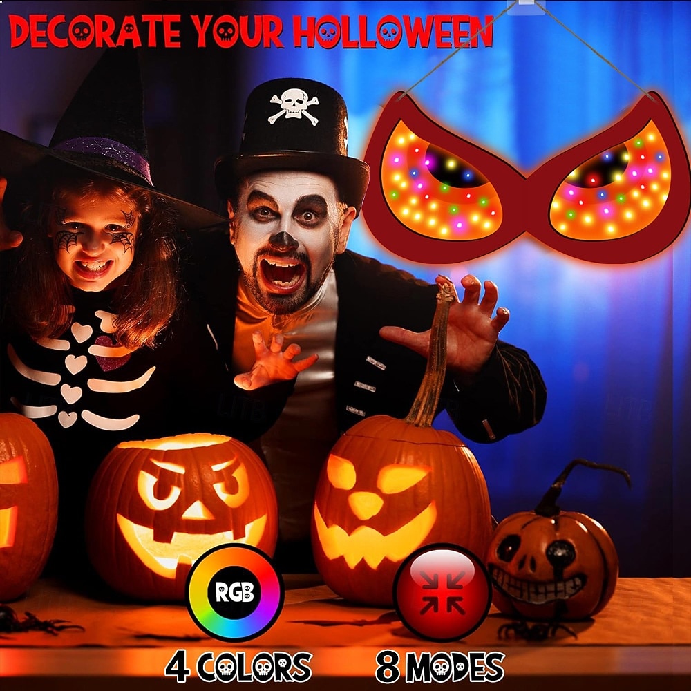Halloween Decorations Spooky Eyes Lights, 20 Inch Large Wooden Halloween Window Eye Lights with 7 Color Modes and USB/Battery Operated for Home, Wall, Window, Trees Halloween Décor 2026 - $27.99 –P46