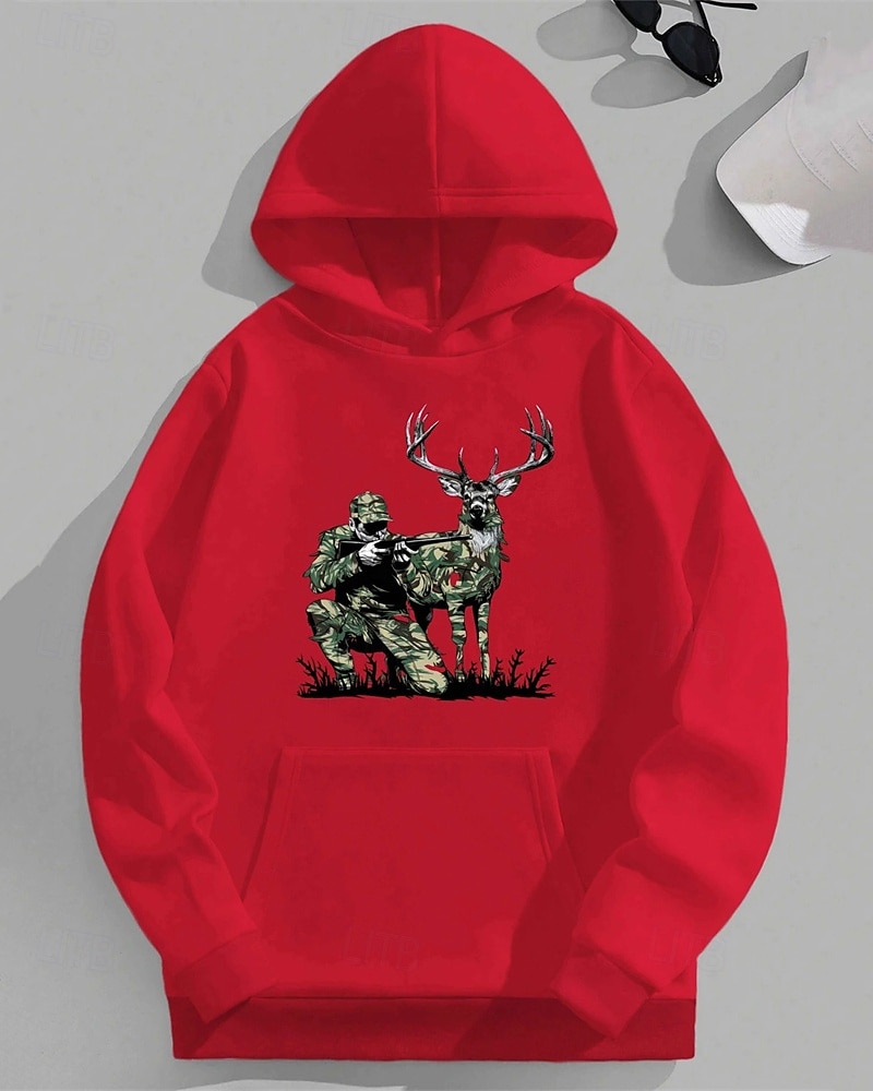 Pojkar 3D Hjort Huvtröja Långärmad Vår Höst Mode Streetwear Barn 4-12 år Huva Utomhus Ledigt Dagligen Normal 2025 - $18.99 –P1