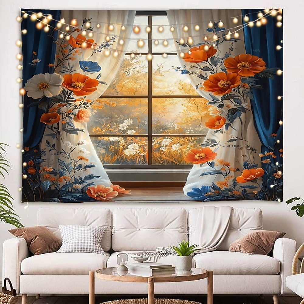 Window Flowers Flowers Plants Landscape Tapestry Decorative Art Carpet Curtain Hanging Home Bedroom Living Room Decoration 2026 - $17.99 –P8