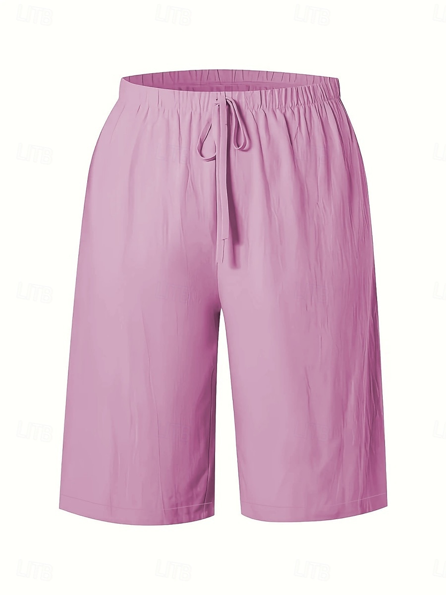 Mulheres chinês Bermudas Férias Moda Básico Comprimento do joelho Cintura Alta Tecido Bolsos Cintura elástica Confortável Macio Micro-Elástica Ao ar livre Rua Verde Militar Azul marinho Preto Branco de 2025 por $13.99 –P15
