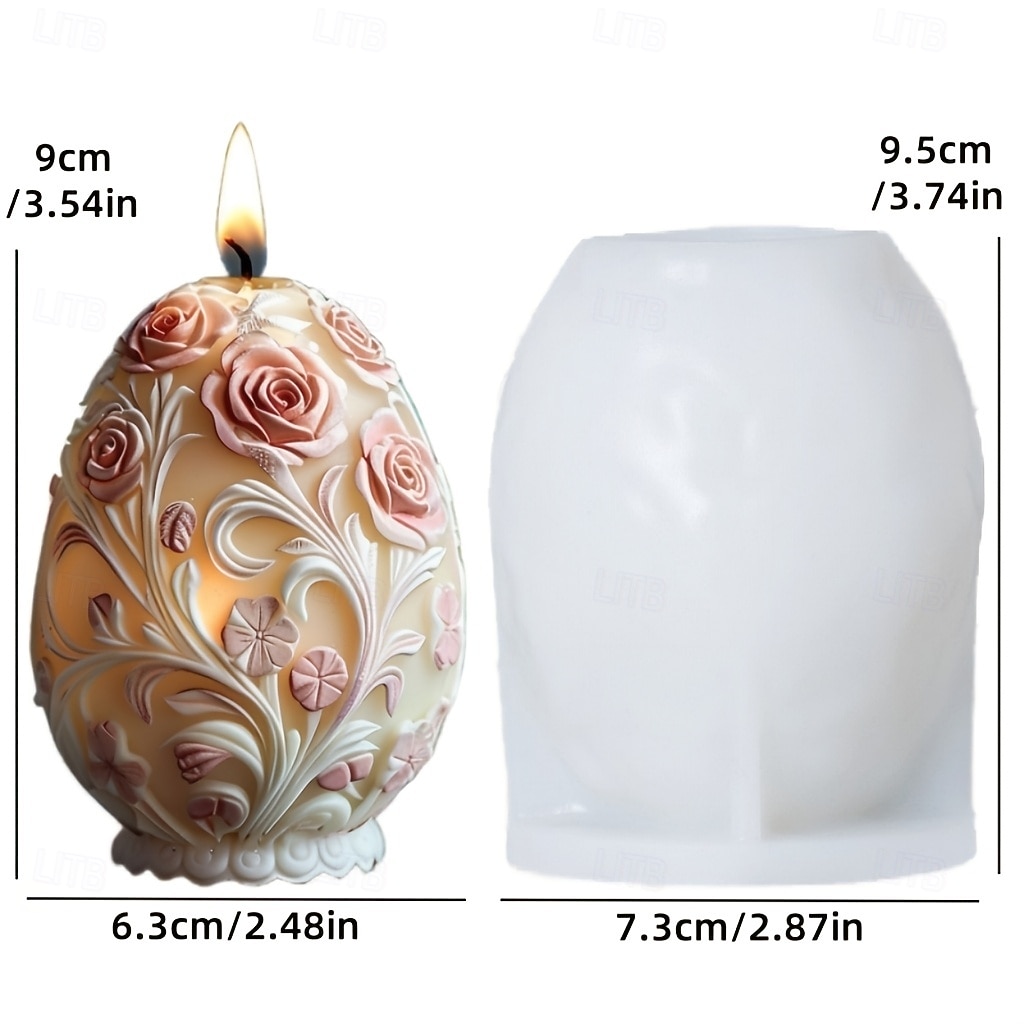 harpiksstøpeformer egglys silikonform rose preget egglysform påskeegg gipsharpiksform roseegg påskegave 2026 - $15.99 –P4