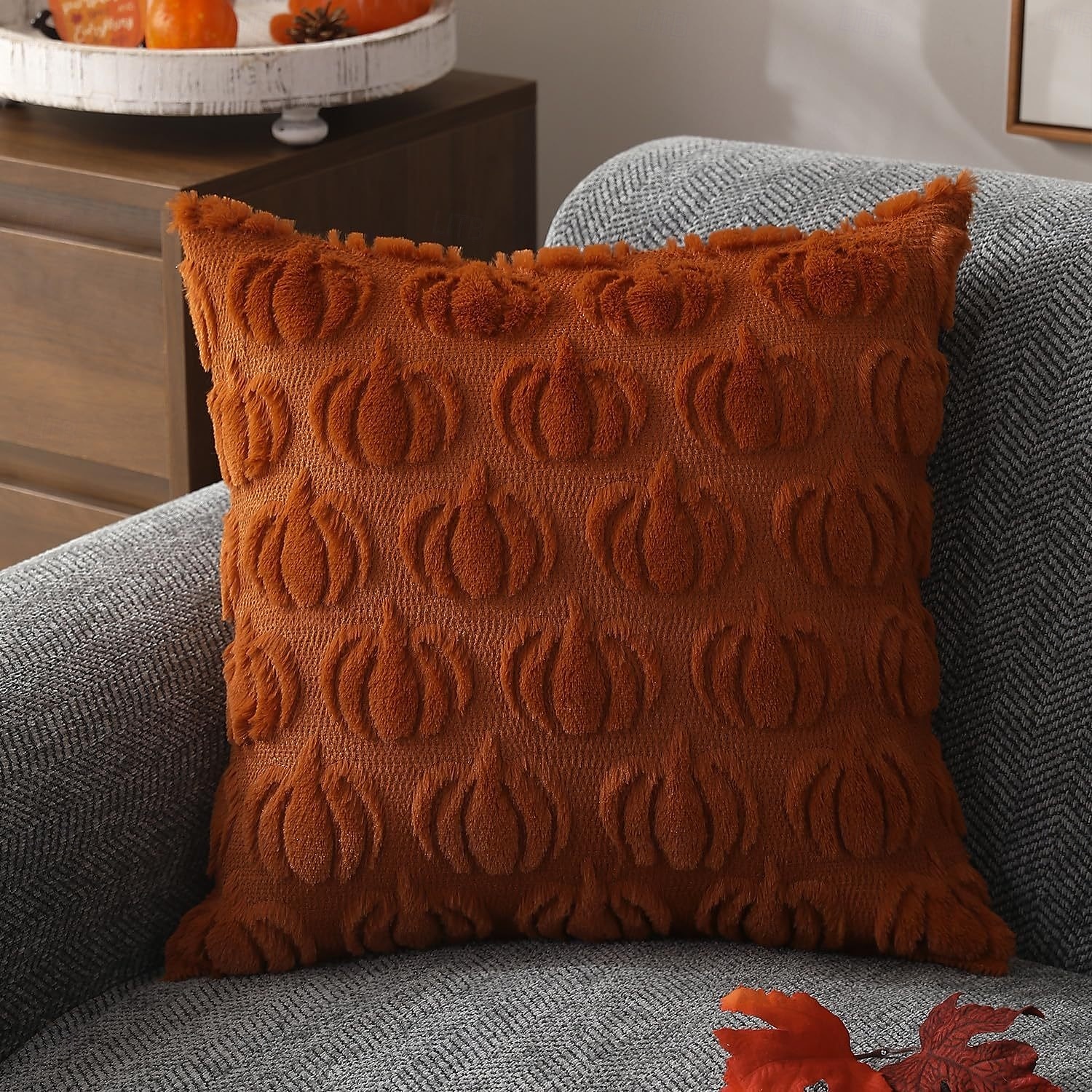 Fall Pillow Covers Fall Decorations Autumn Orange Pumpkin Throw Pillow Cases Soft Plush Faux Fur Wool Couch Cushion Case for Chair Sofa Bedroom Living Room Home Decor 2025 - $7.49 –P2