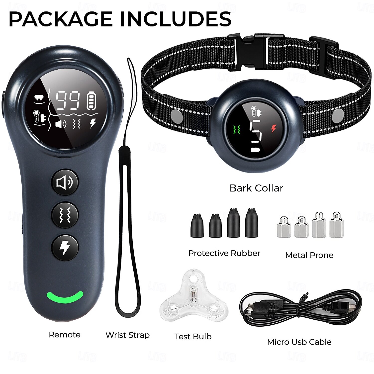 Collare di addestramento per cani 2 in 1 con telecomando, antiabbaio automatico, collare antiabbaio intelligente, collare antiabbaio automatico, collare elettronico ricaricabile impermeabile IP67. del 2025 a $76.99 –P11