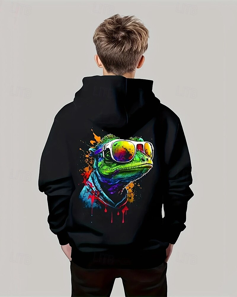 Gutt 3D Dinosaur Hattetrøje Langermet Vår Høst Mote Gatemote Barn 4-12 år Med hette utendørs Avslappet Daglig Normal 2025 - $18.99 –P2