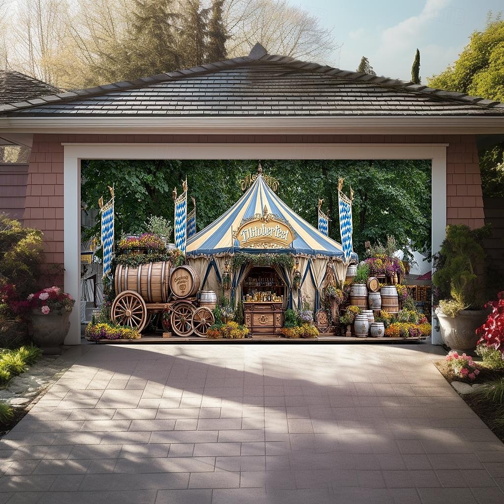 Oktoberfest utendørs garasjeportdeksel banner vakker stor bakteppedekorasjon for utendørs garasjeport hjem veggdekorasjoner arrangement fest parade 2026 - $32.99 –P1