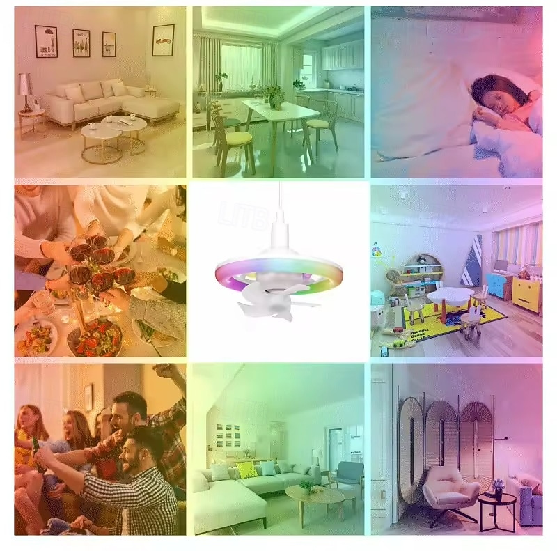 rgb полноцветная лампа с регулируемой яркостью светодиодный вентилятор подвесной светильник для украшения дома 2025 - $80.99 –P12