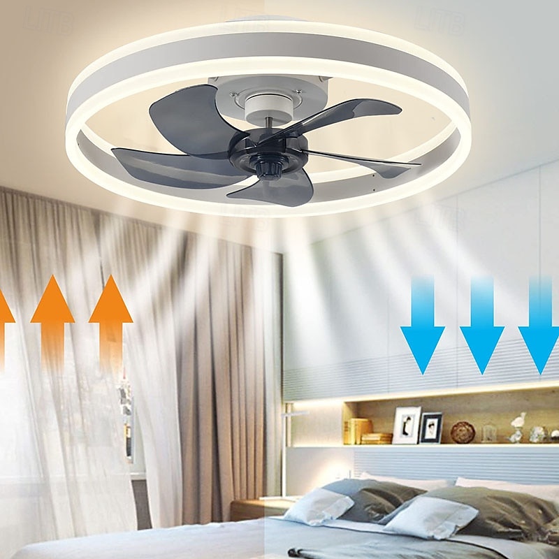 Intelligent Ceiling Fan with Light, Remote Control, Room Decoration, Fan Light, Invisible air Blade, Silent Fan 2025 - $211.59 –P1