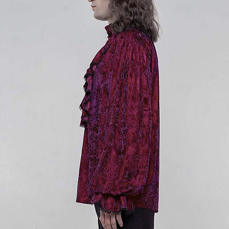 Camicia Uomo Steampunk Con Volant - Stile Medievale, Per Halloween O Carnevale, Gotico - Foto 6