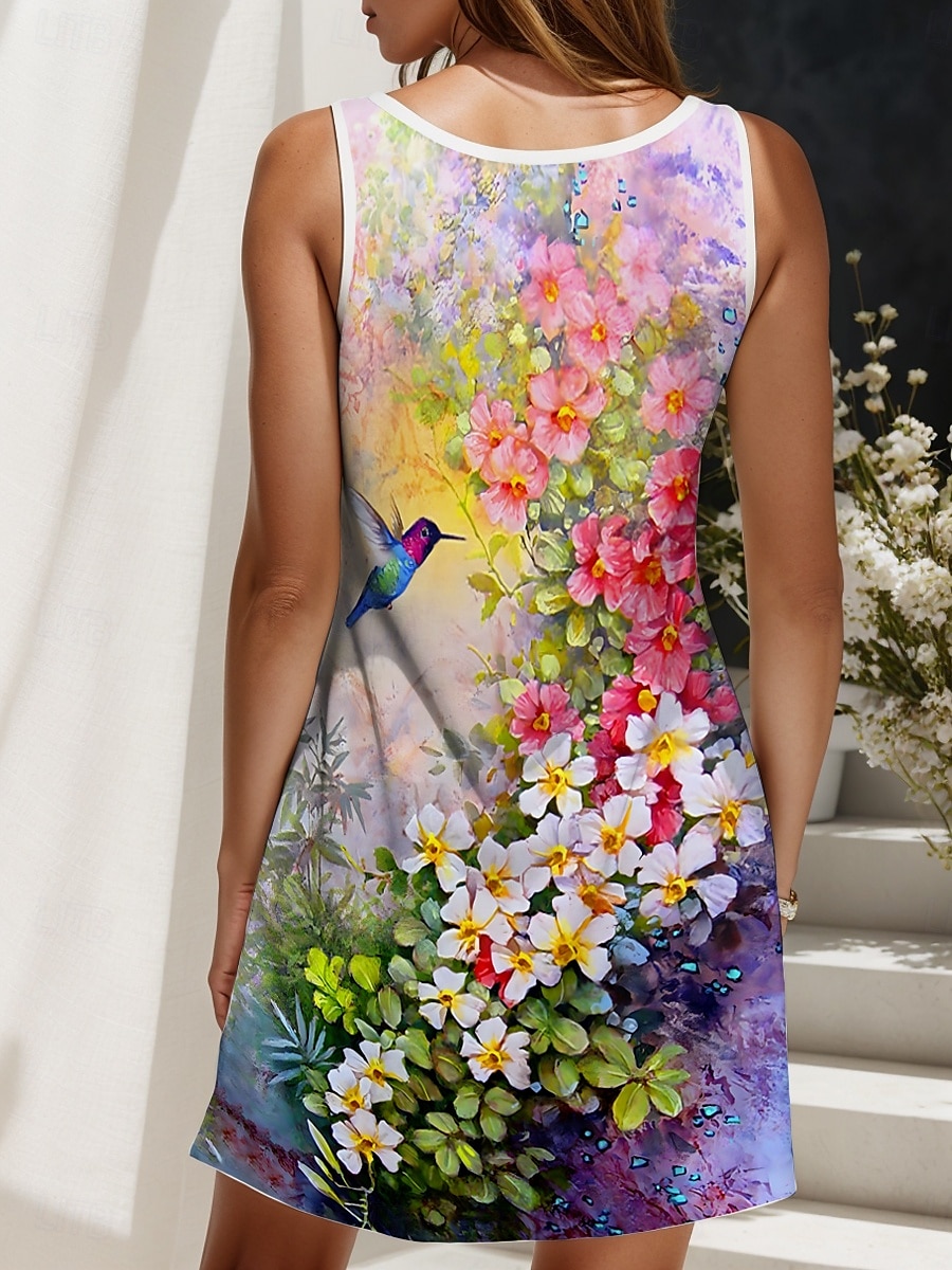 Women's Mini Dress Sundress Shift Dress Off The Shoulder Dress Vacation Casual Going out Regular Fit Floral Graphic Sleeveless V Neck Yellow Red Blue Purple Summer Spring 2025 - $21.99 –P2