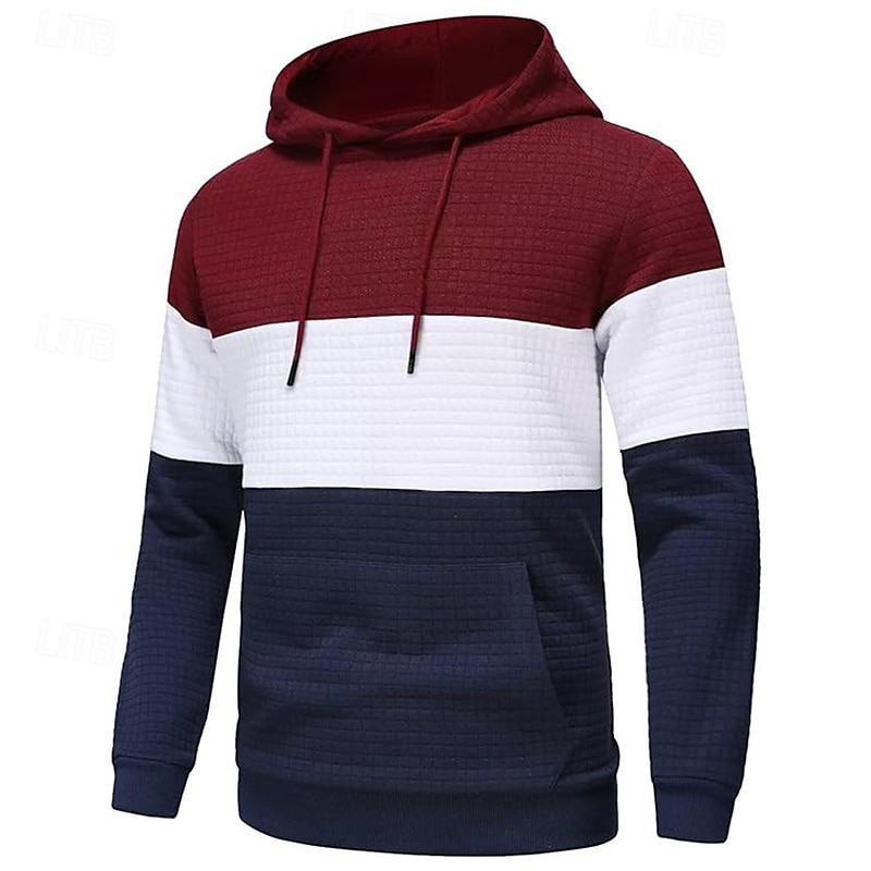 Hombre Sudadera Blanco Amarillo Vino Verde Ejército Caqui Con Capucha Bloque de color Bolsillo Con Texturas Deporte Diario Festivos Poliéster Ropa de calle Básico Casual Primavera Otoño Ropa 2025 - $20.99 –P2