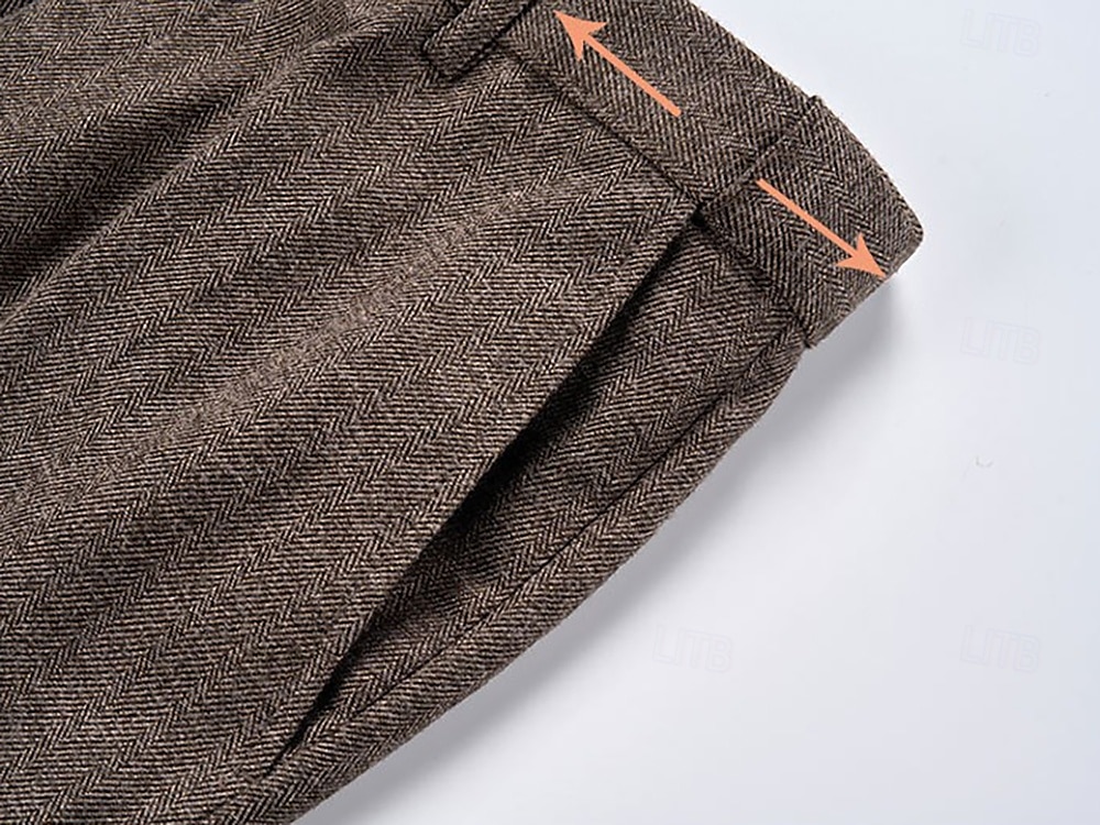 heren wollen tweed pakken bruiloft zakelijk visgraat pakken bruin grijs retro formeel op maat 3-delig enkelrijs tweeknoops 2025 - $159.99 –P12