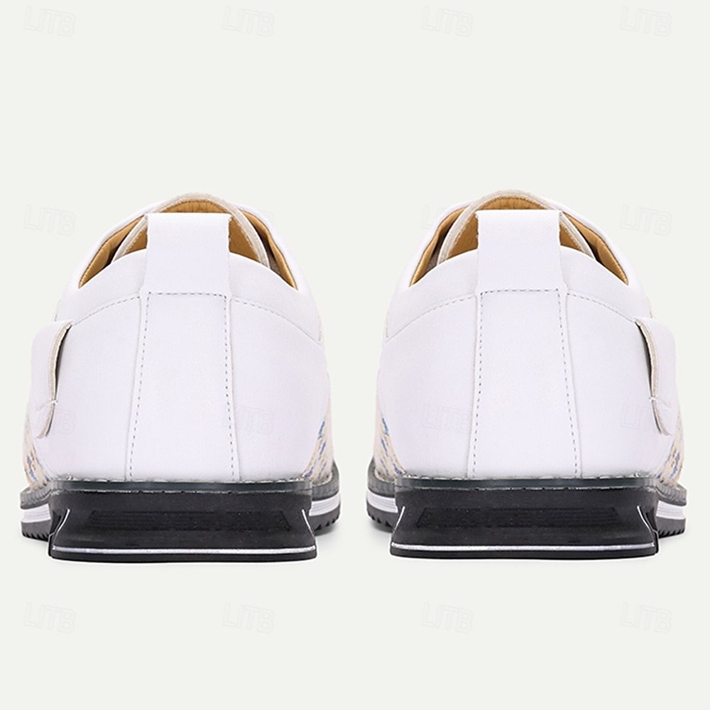 gewebte weiß-blaue Herren-Schnürschuhe mit atmungsaktivem Material und trendigem Design – ideal für Freizeitausflüge, Sommerveranstaltungen und den Alltag 2025 - $42.99 –P5