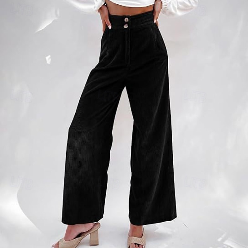 Women's Slacks Pants Trousers Streetwear Casual Full Length Natural Plain Pocket Buckle Outdoor Comfortable Outdoor Vacation Daily Wear Apricot Black Orange Green Fall Regular Fit 2025 - $19.99 –P7