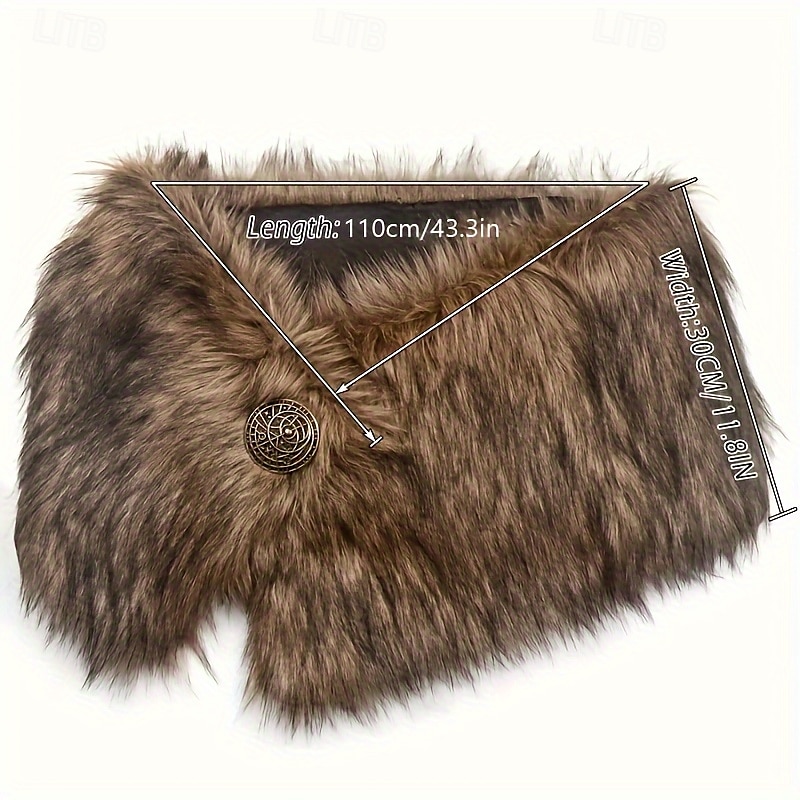 Retro Vintage Mittelalterlich Maskerade Kunstpelz-Schal Wikinger Damen Vikinger Karneval Neujahr Maskerade Party & Abend Erwachsene Schal Herbst Winter 2025 - $20.99 –P7