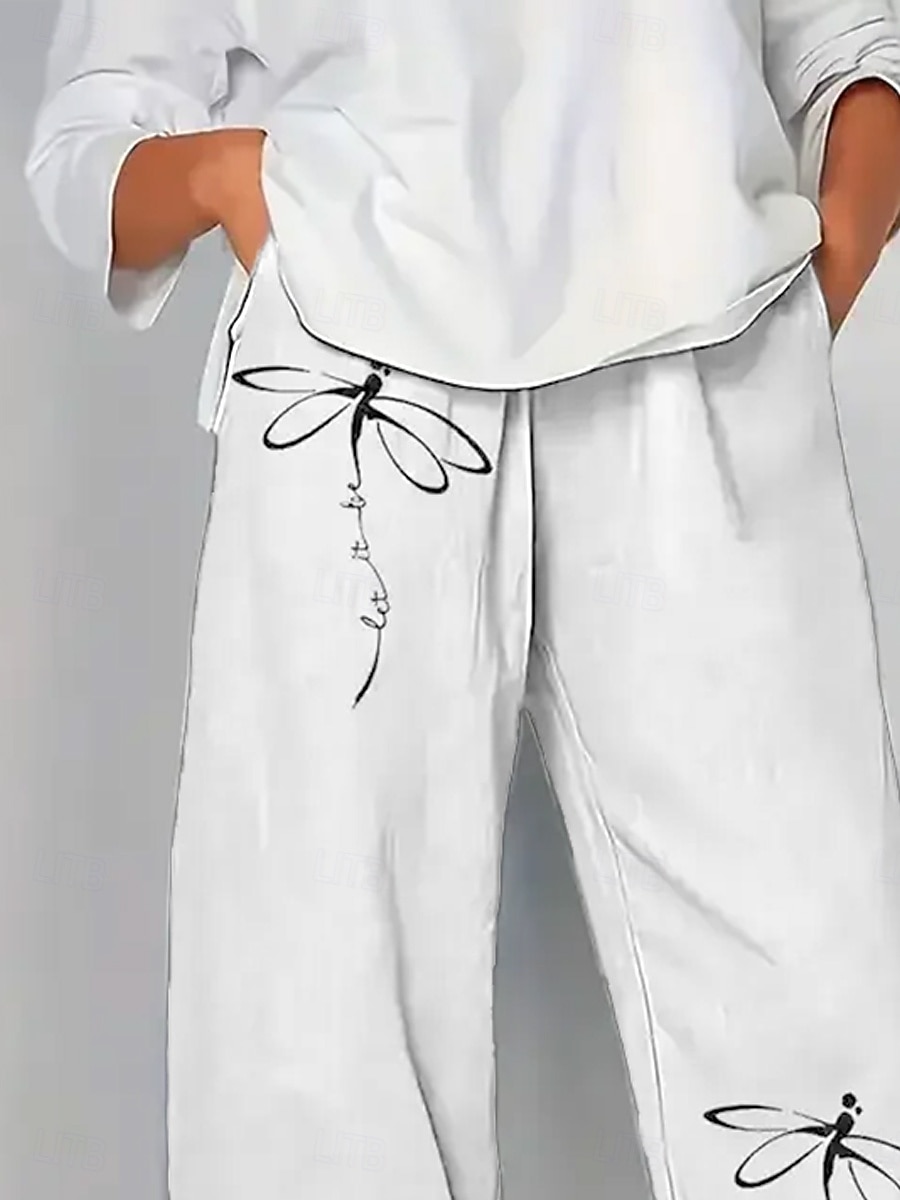 Per donna Chinos Pantaloni Larghi Vacanza Vintage Stile Etnico Lunghezza alla caviglia Vita Alta Grafico Coulisse Patchwork Ricamato Traspirante Micro-elastico Casuale Quotidiano Vacanza Bianco Cachi del 2026 a $24.99 –P5